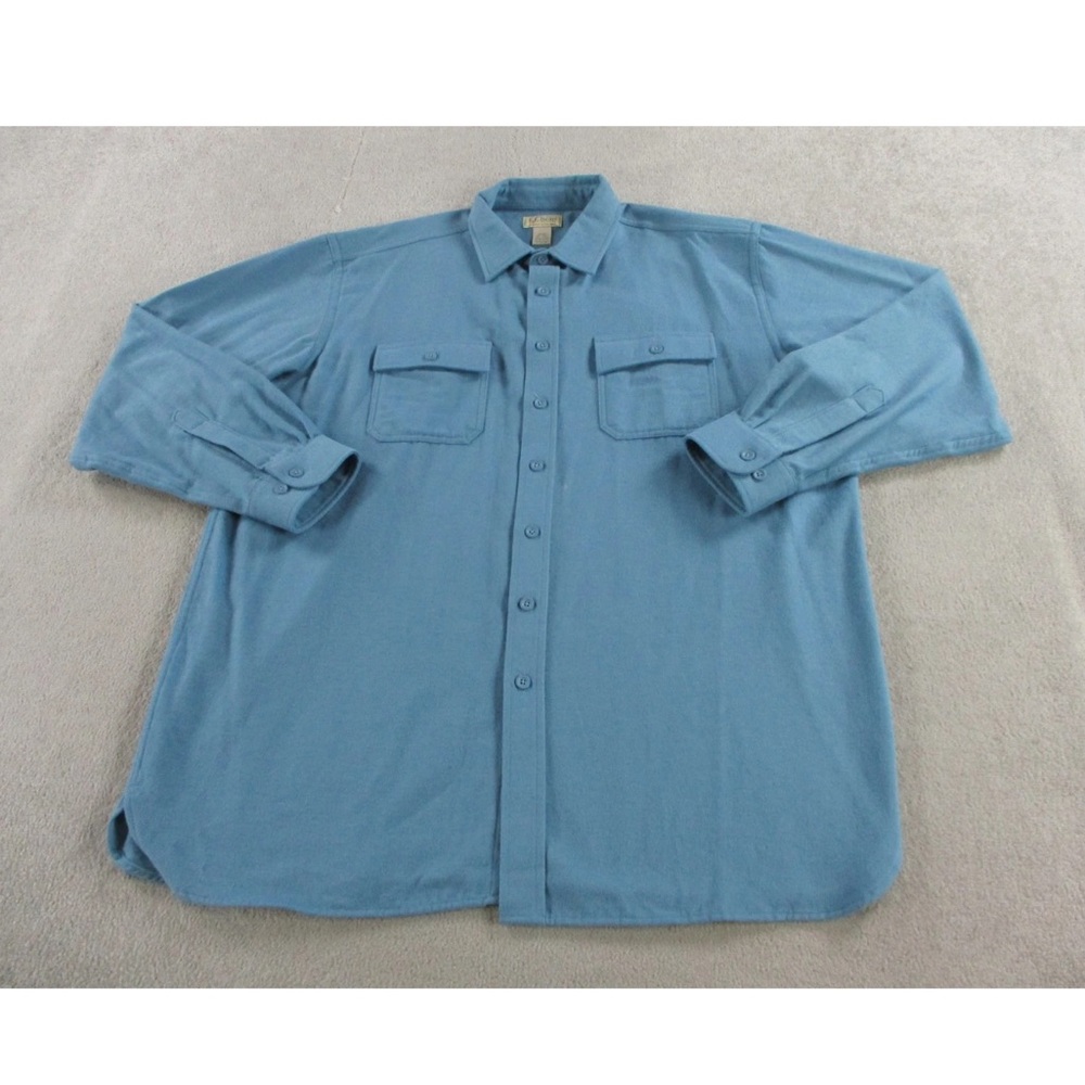 L.L. Bean Men's 100% Cotton Blue Button Up Shirt - Size XXL TALL